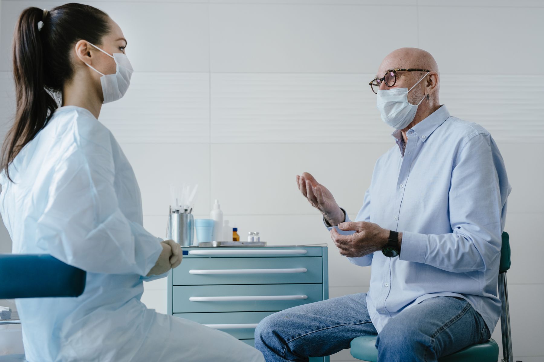 Older male patient discussing prostate health with a clinician