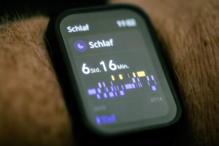 Smartwatch displaying a nightly sleep-tracking graph